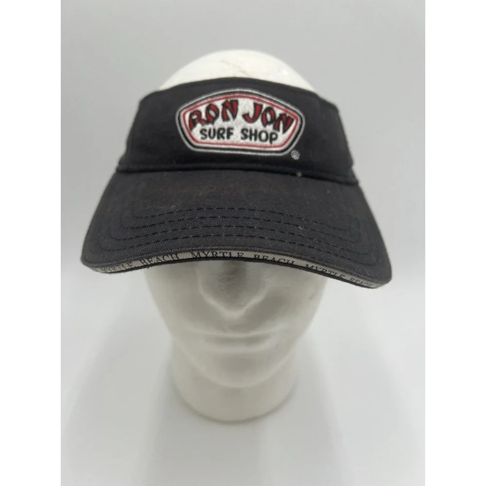 Ron Jon Surf Shop Myrtle Beach SC Black Visor Hat Adjustable Cotton Souveni